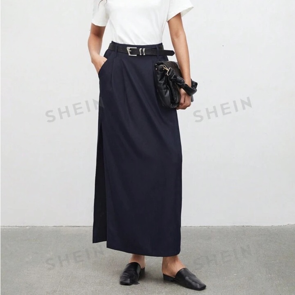 Pocket Split Side Skirt Without Waist Belt